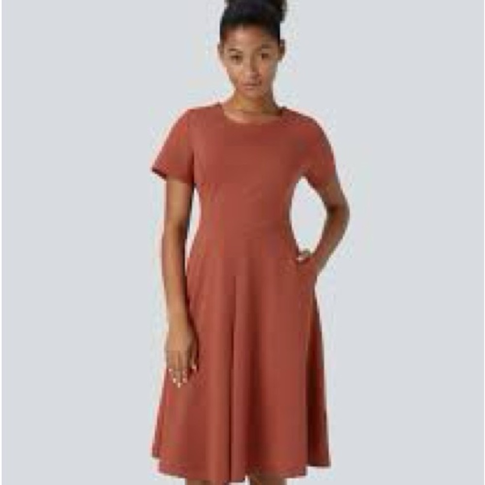 Halara NWT Fit and Flare Dress (rust/orange color)